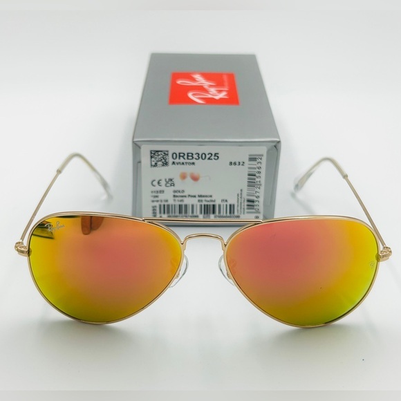 Ray-Ban Aviator RB3025 58mm Gold Frame Mirror Lens 58-14 112/69